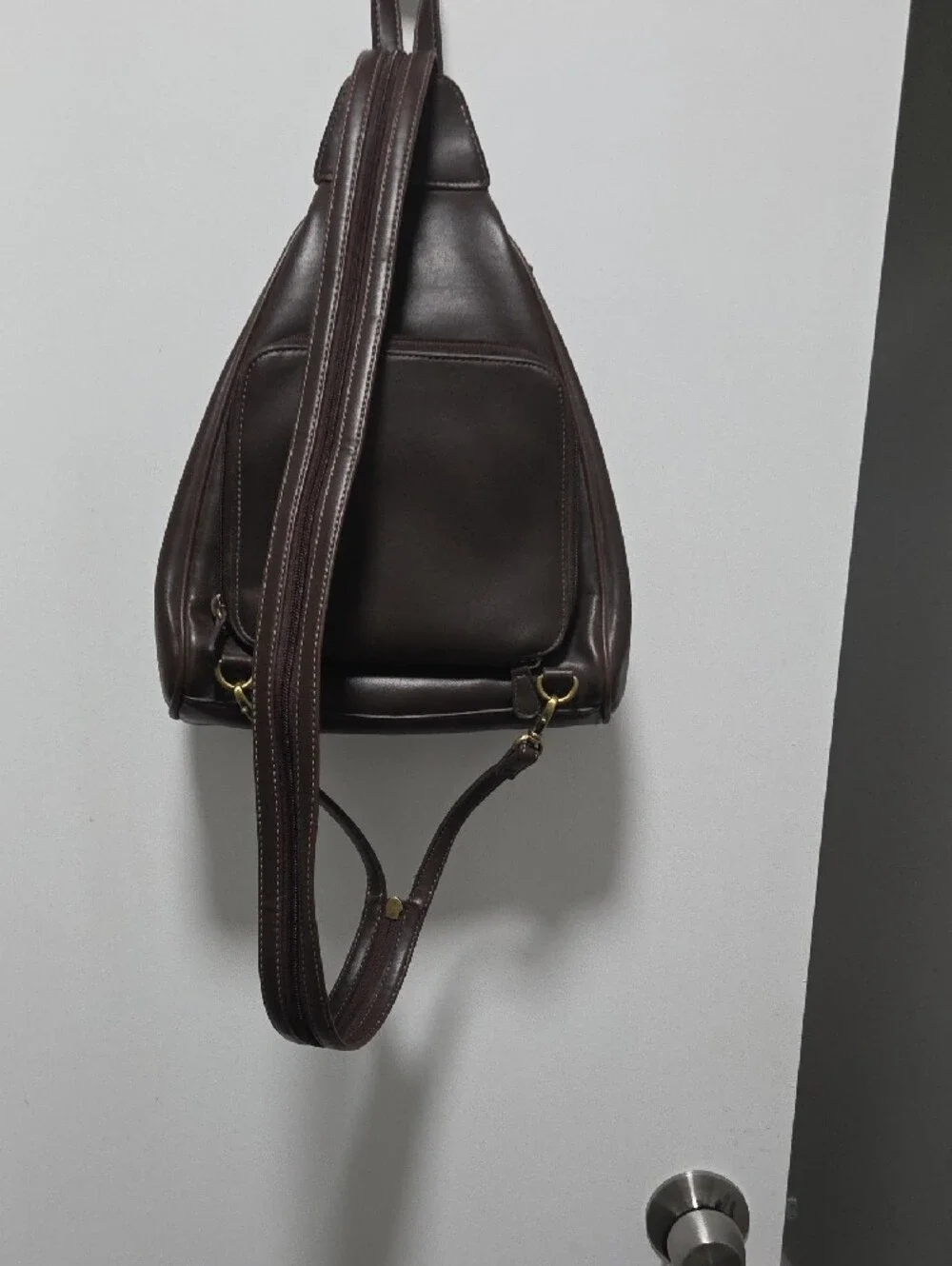 Liz Claiborne Dark Brown Leather Sling Backpack